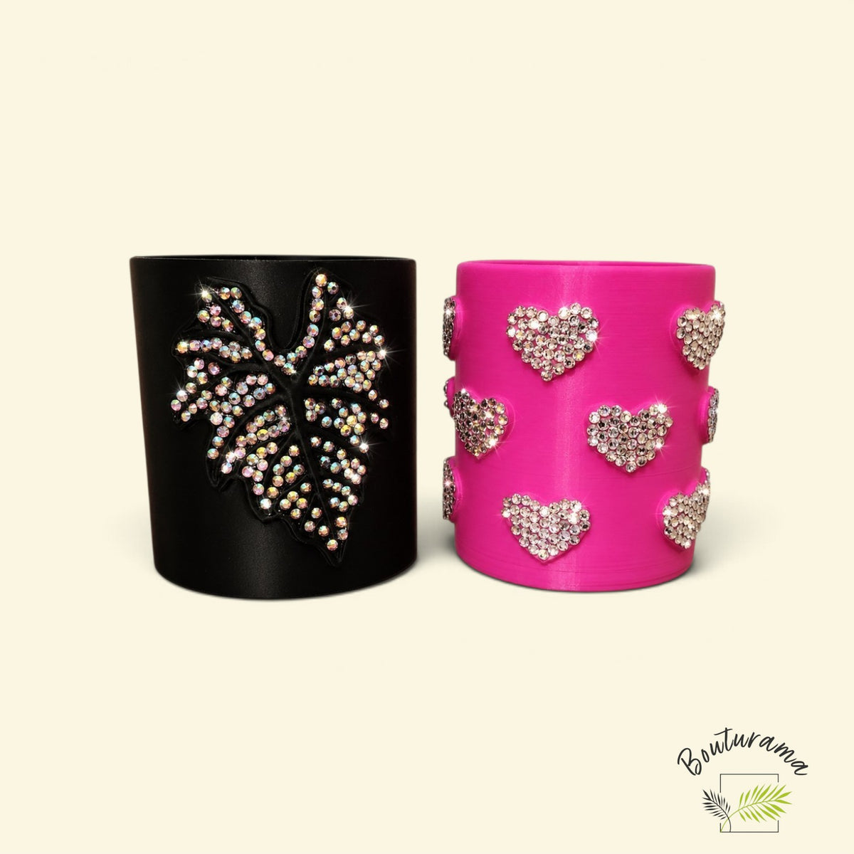 Feuille & coeurs brillants